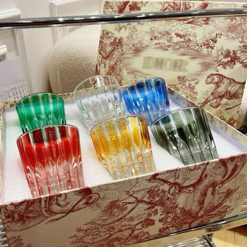 Dior Maison Hand-Painted Colorful Crystal Glasses Set