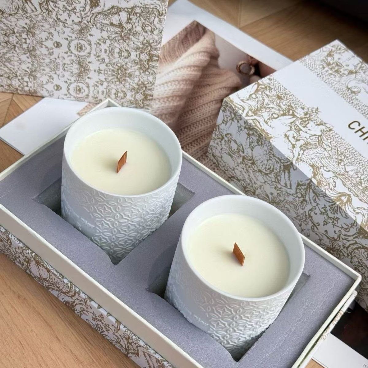 Christian Dior Embossed Ceramic Scented Candles set