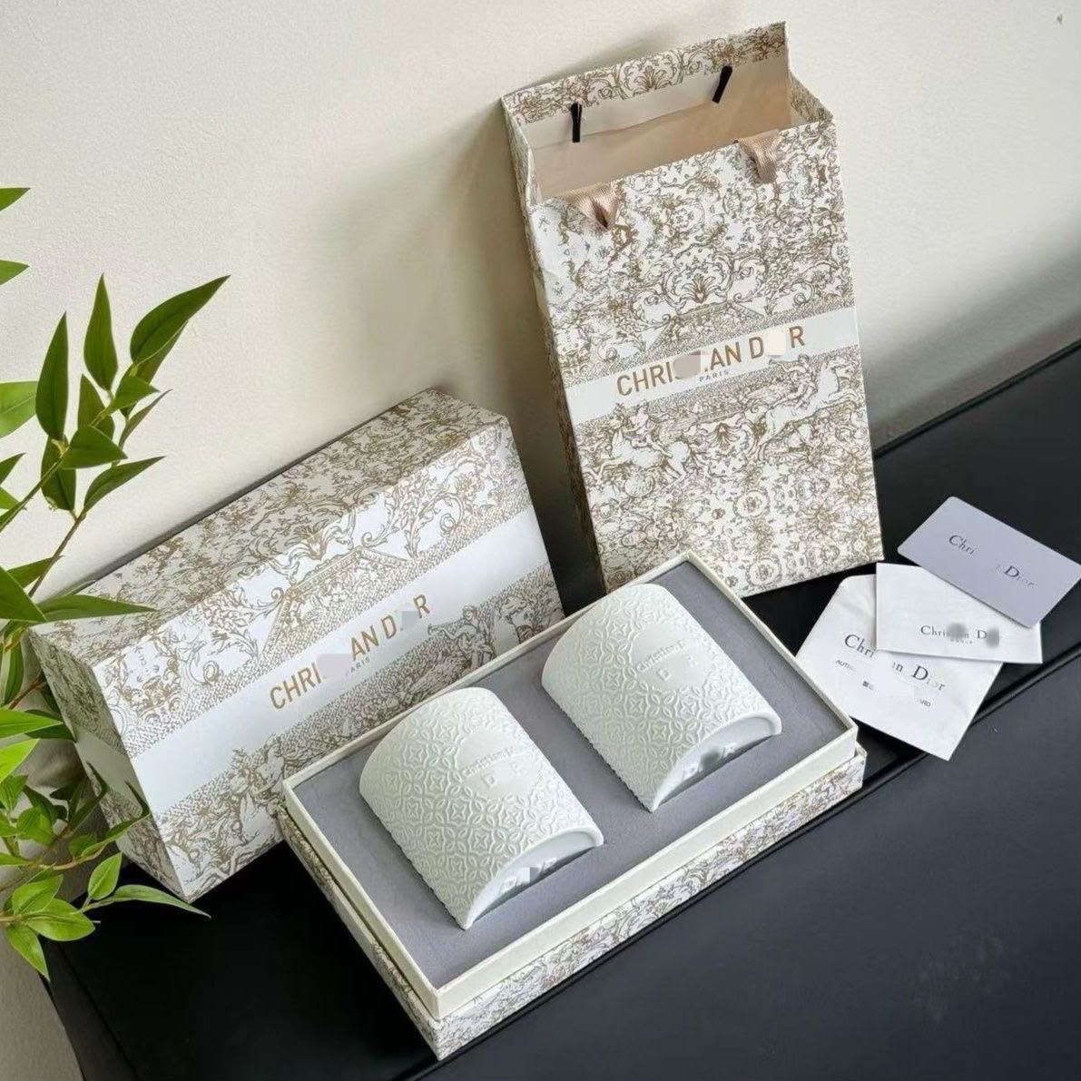 Christian Dior Embossed Ceramic Scented Candles set