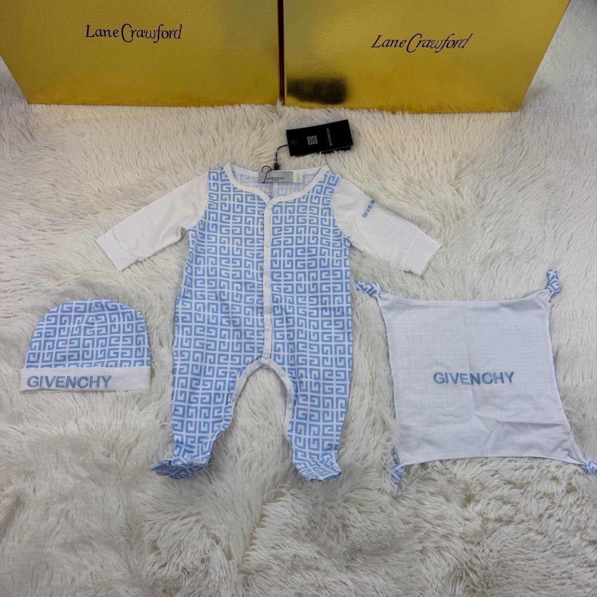 Givenchy newborn baby set - Blue and White Monogram-Patterned