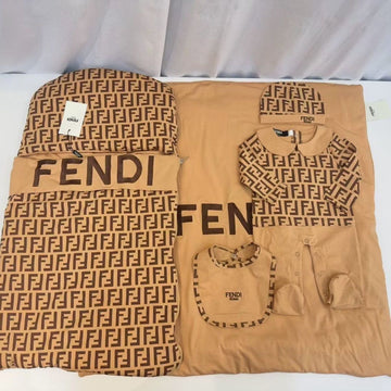 Fendi Kids tan FF monogram pattern Baby Set