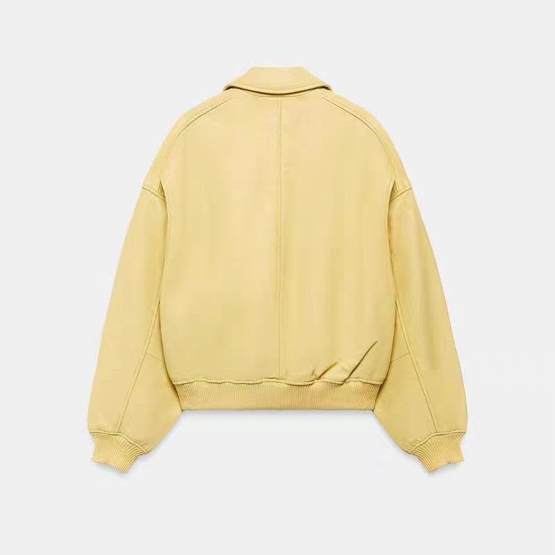 Zara 100% Leather Bomber Jacket