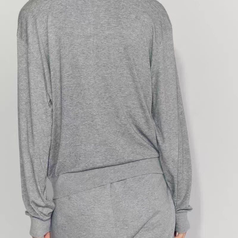Zara Grey Funnel-Neck Ruched Waist Button-Front Top