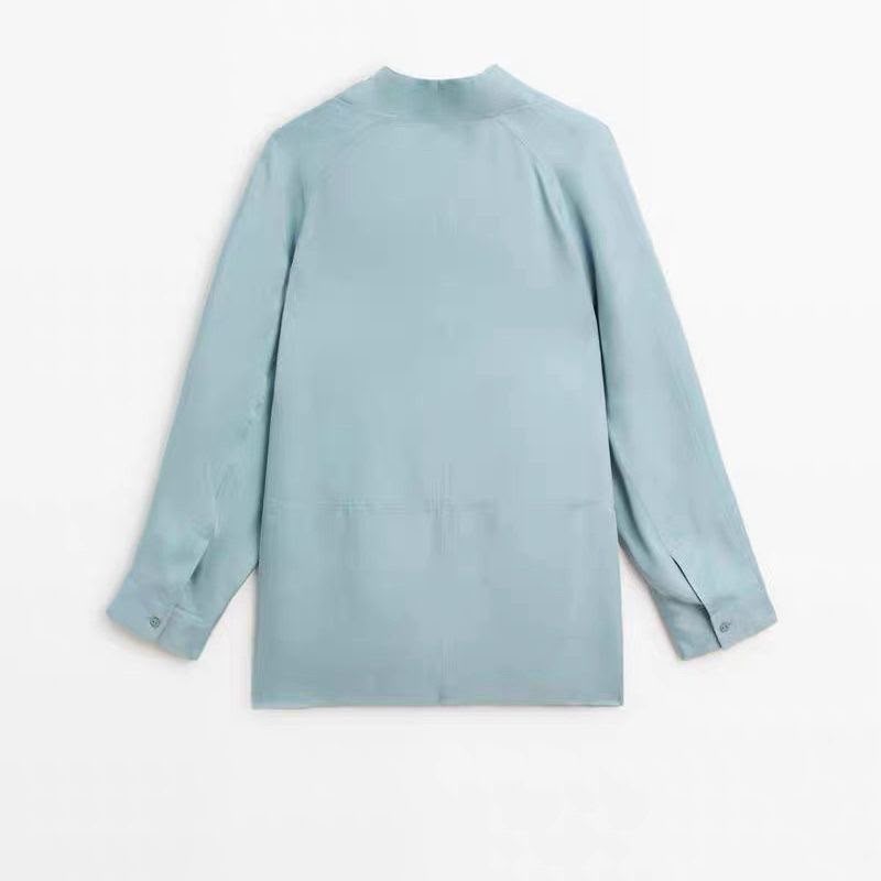 Massimodutti Flowy Blouse With Stand Collar