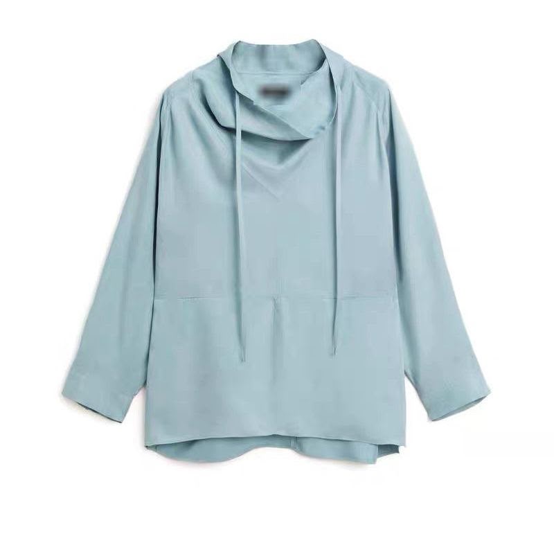 Massimodutti Flowy Blouse With Stand Collar