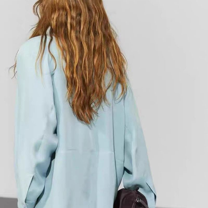 Massimodutti Flowy Blouse With Stand Collar