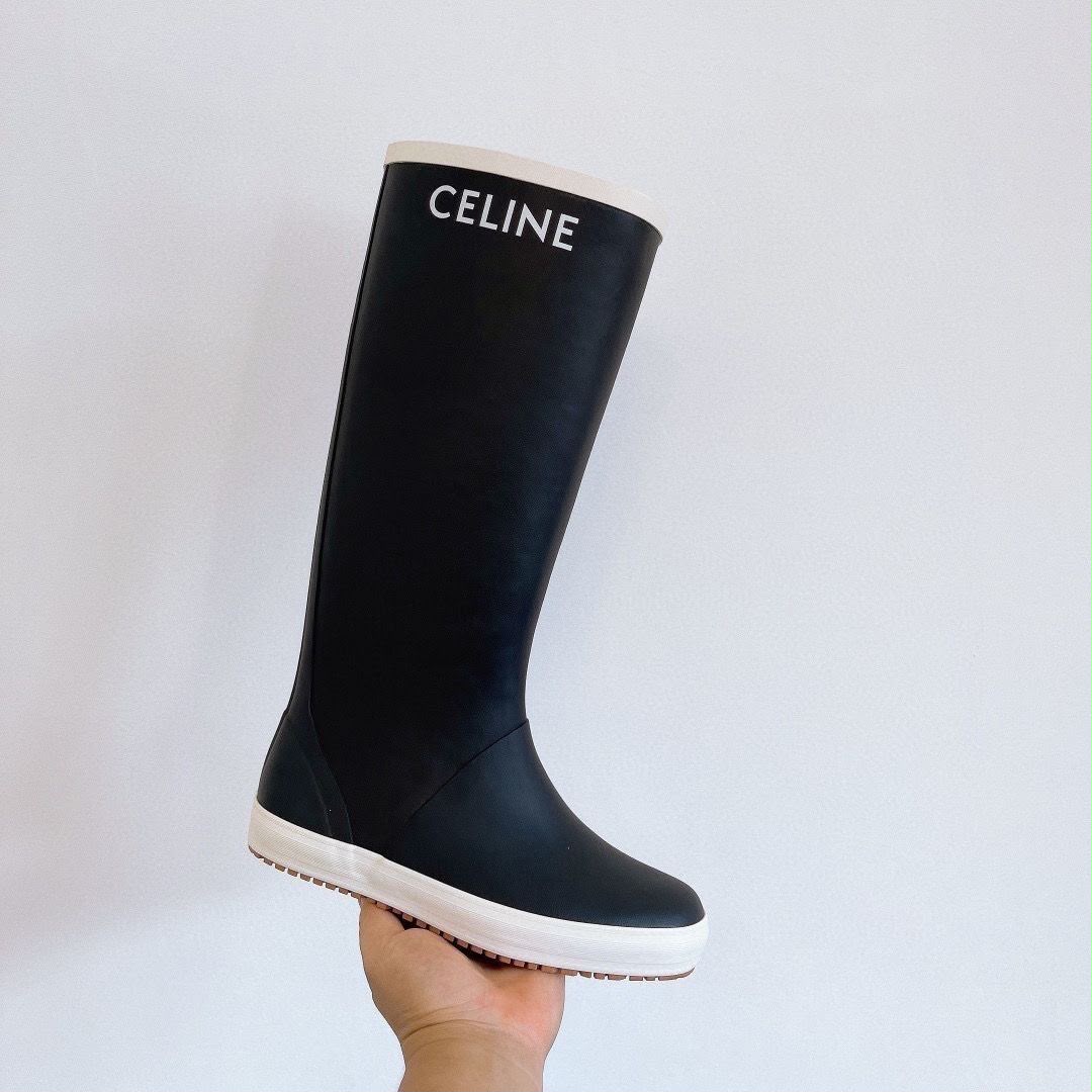 Celine Rubber Rain Boots (tall pull-on wellingtons)