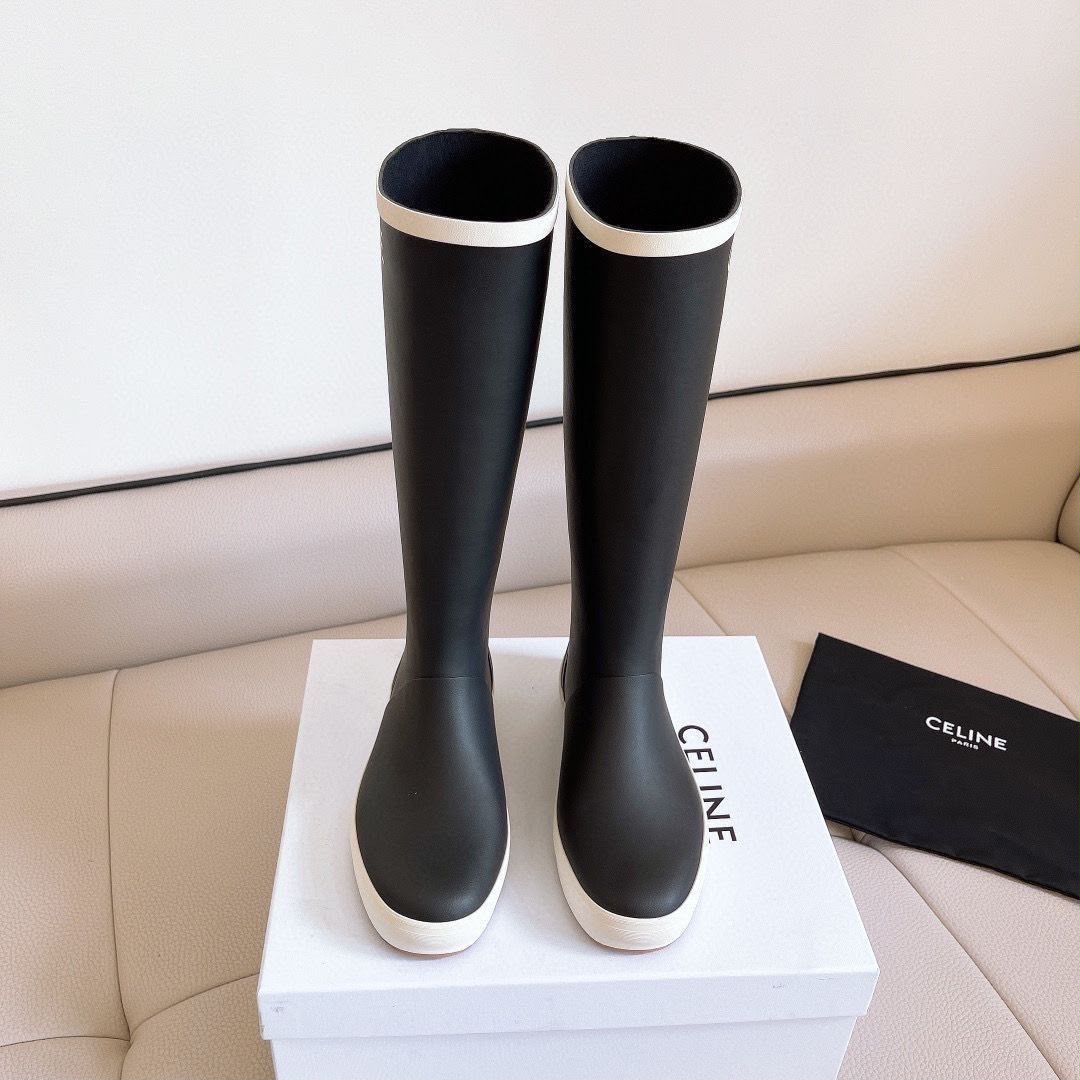 Celine Rubber Rain Boots (tall pull-on wellingtons)