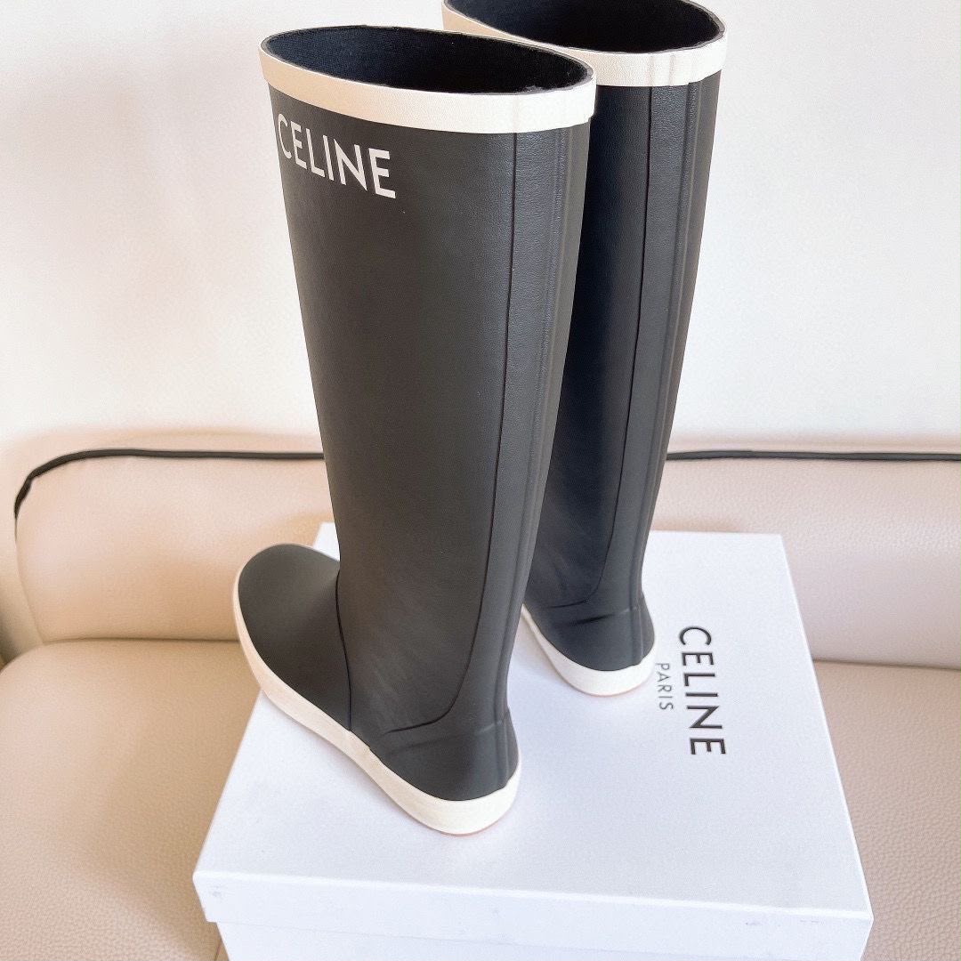 Celine Rubber Rain Boots (tall pull-on wellingtons)