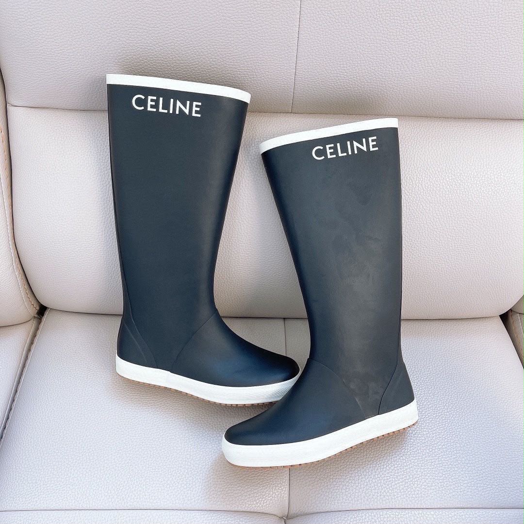 Celine Rubber Rain Boots (tall pull-on wellingtons)