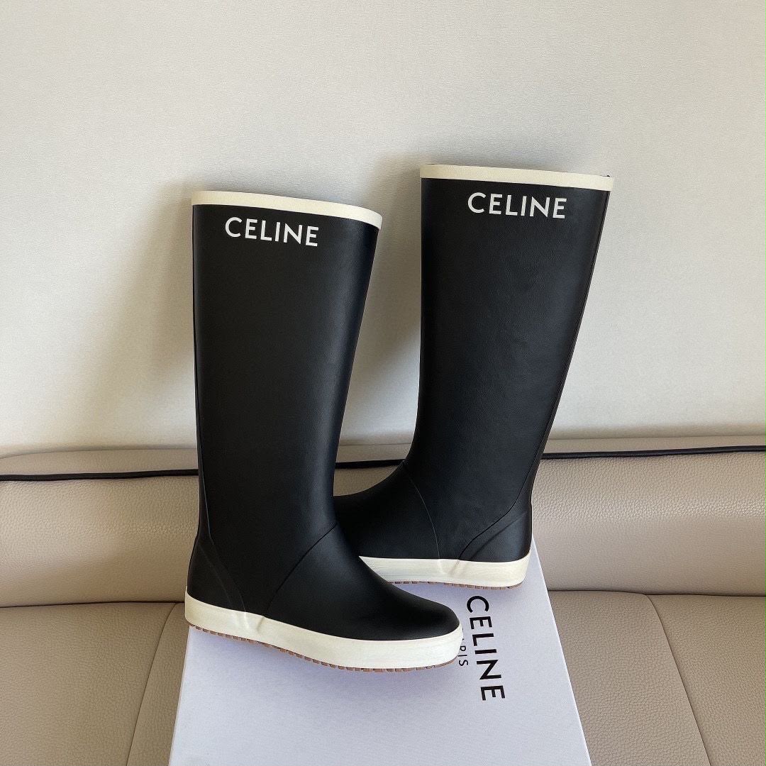 Celine Rubber Rain Boots (tall pull-on wellingtons)