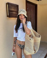 Saint Laurent Icare Maxi Gold Natural Crochet Raffia Tote