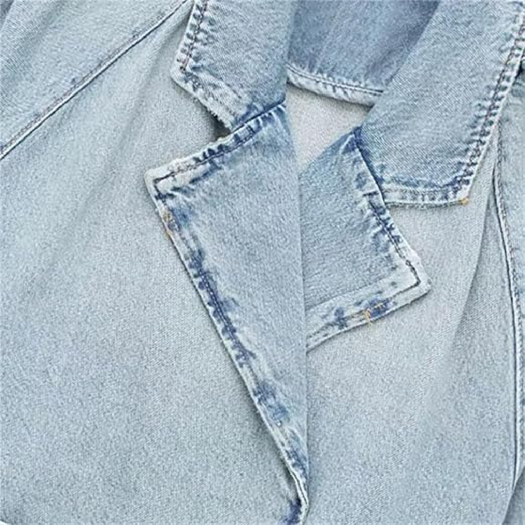 Cropped Belted Denim Jacket