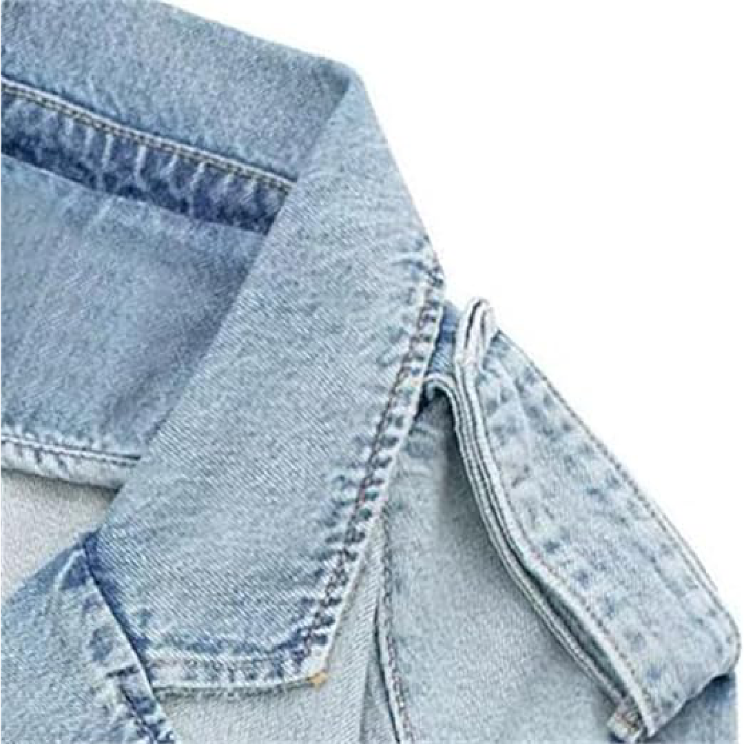 Cropped Belted Denim Jacket