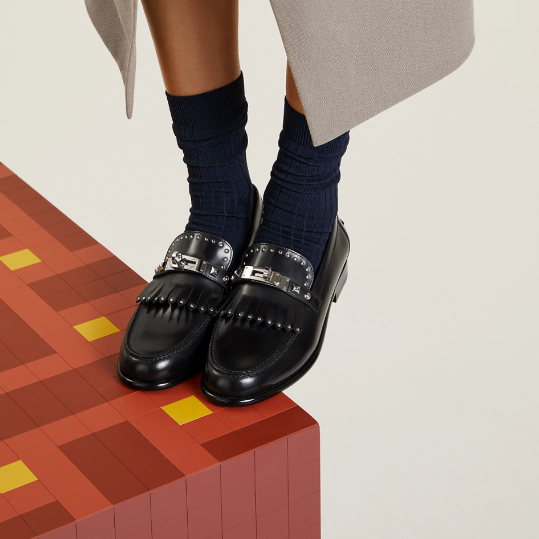Hermes Black Leather Loafers