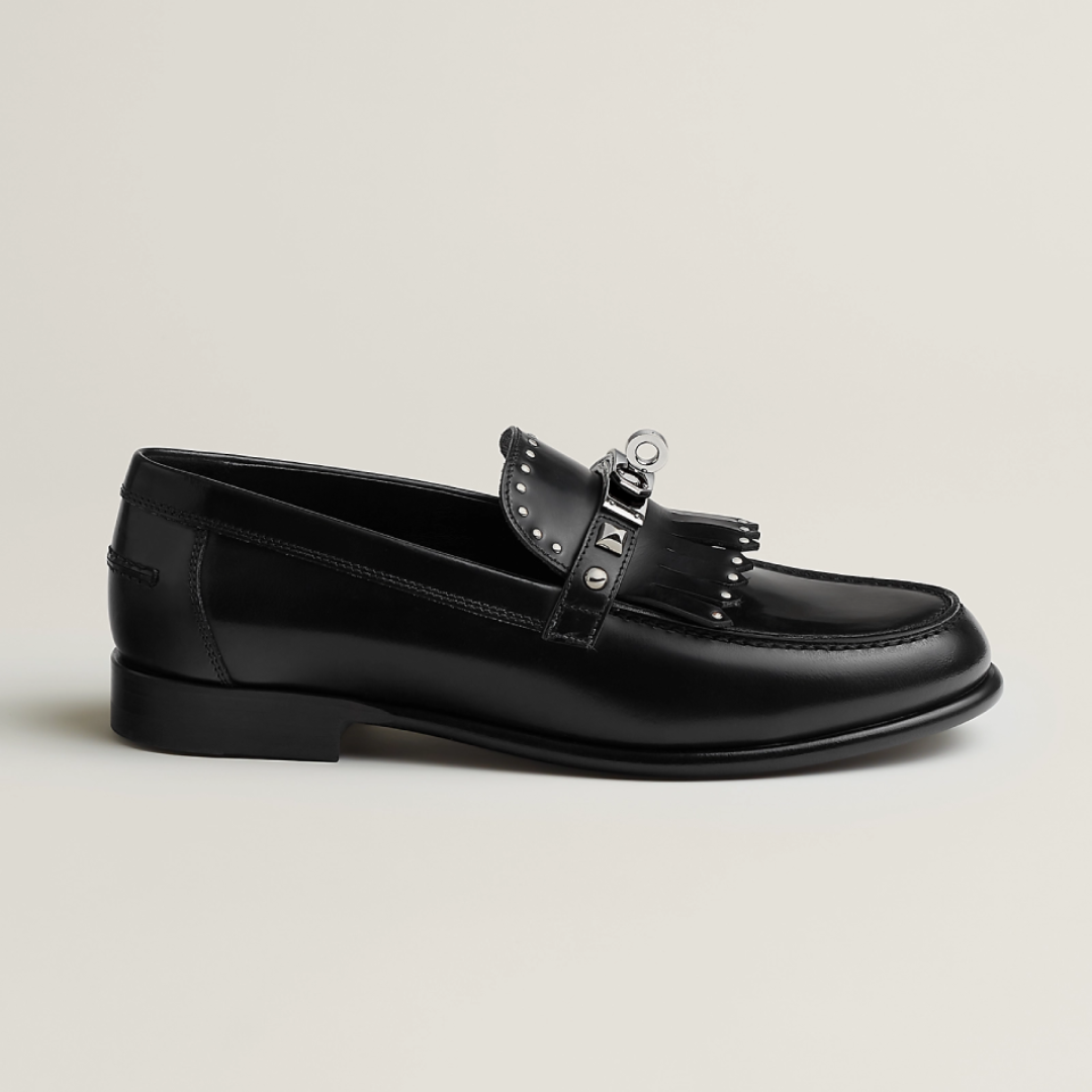 Hermes Black Leather Loafers