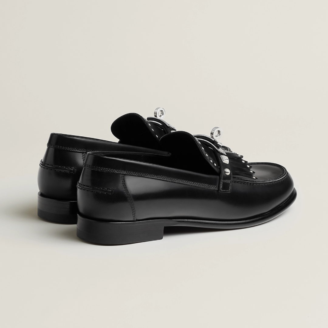 Hermes Black Leather Loafers