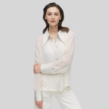 Balmain Sheer Shirt with Satin Collar