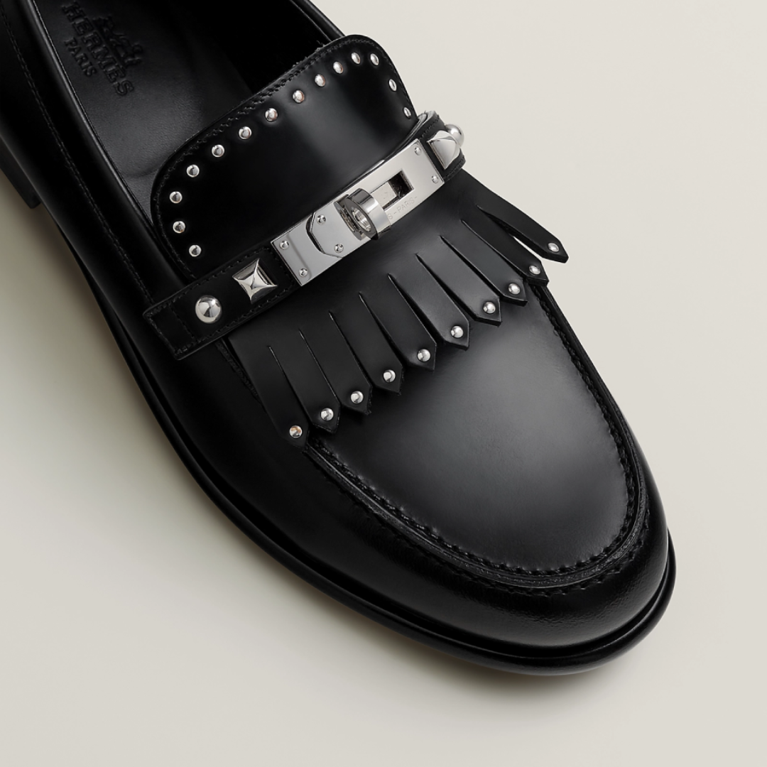 Hermes Black Leather Loafers