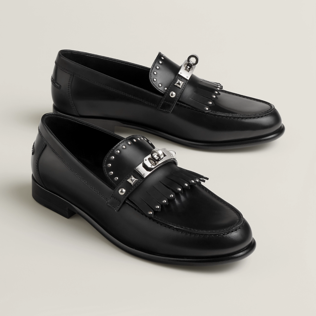Hermes Black Leather Loafers