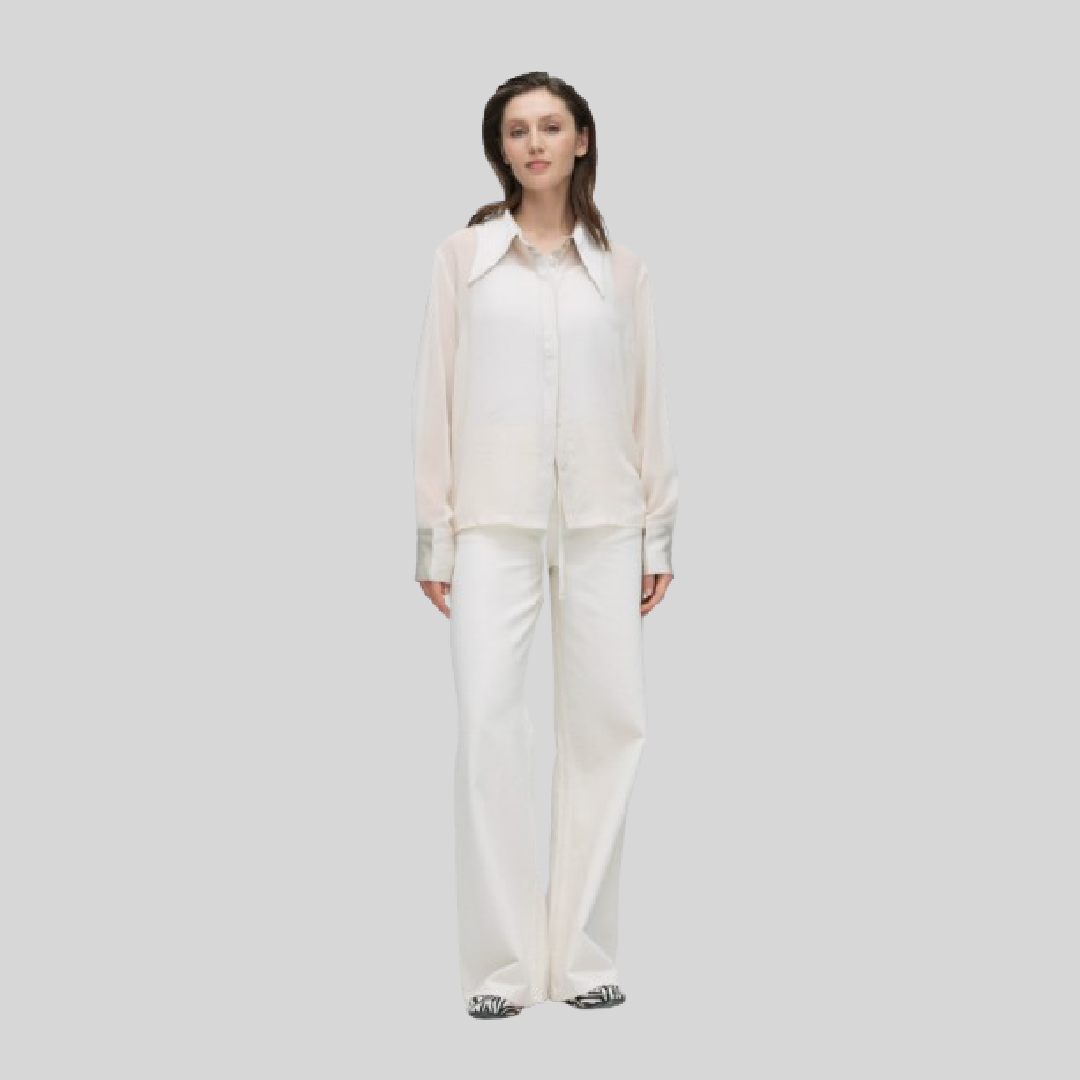Balmain Sheer Shirt with Satin Collar