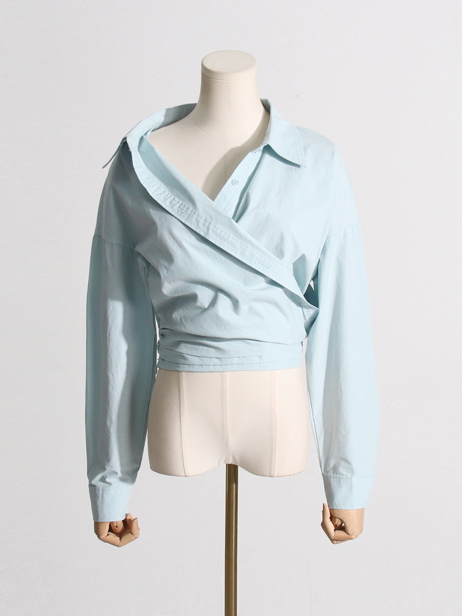 Criss-Cross Tie-Waist Long Sleeve Shirt