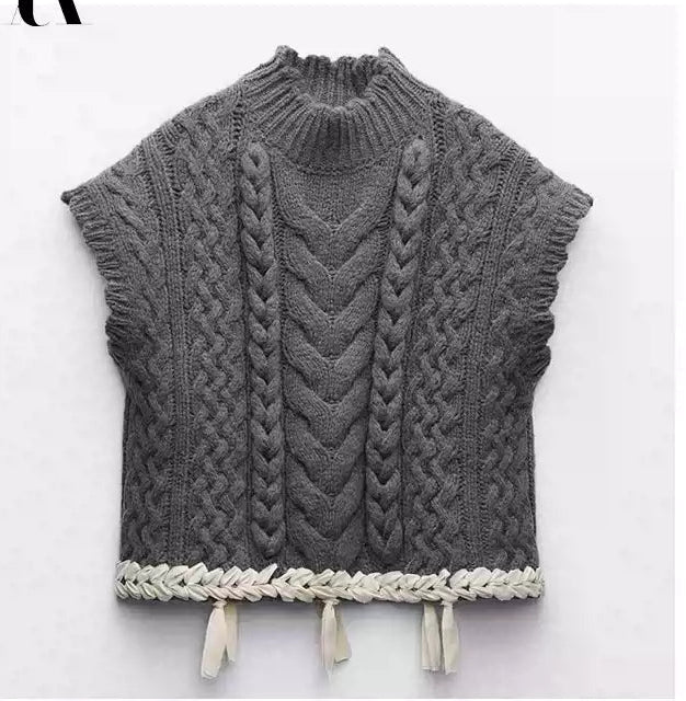 ZARA Mock Neck Cable Knit Sweater