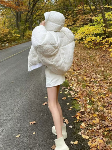 Demair White Hooded Coat