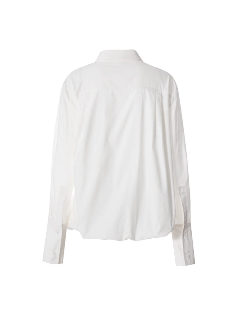Twisted Front Long-Sleeve Shirt with Belt