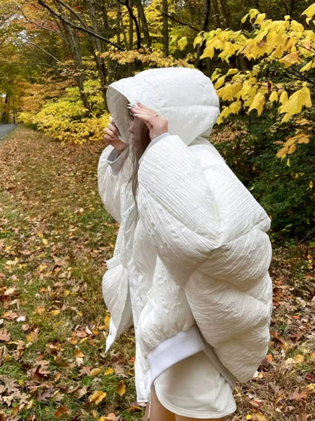 Demair White Hooded Coat