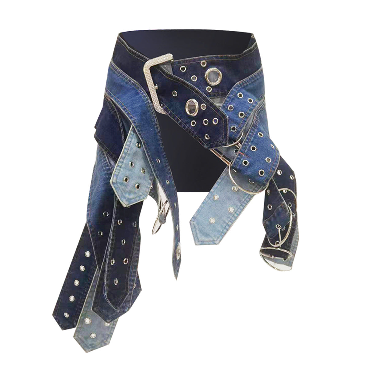 Deconstructed Denim Belt Skirt