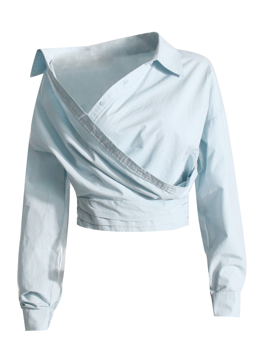 Criss-Cross Tie-Waist Long Sleeve Shirt