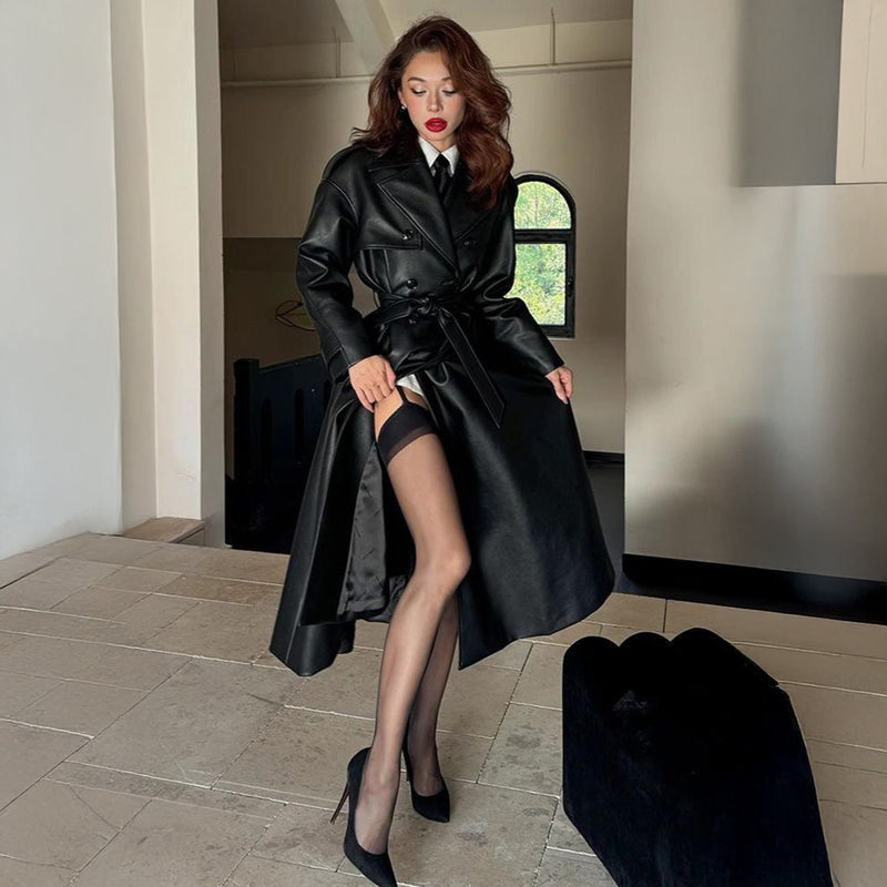 black leather coat