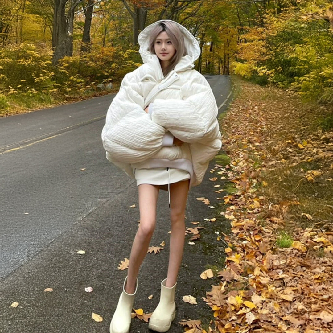 Demair White Hooded Coat