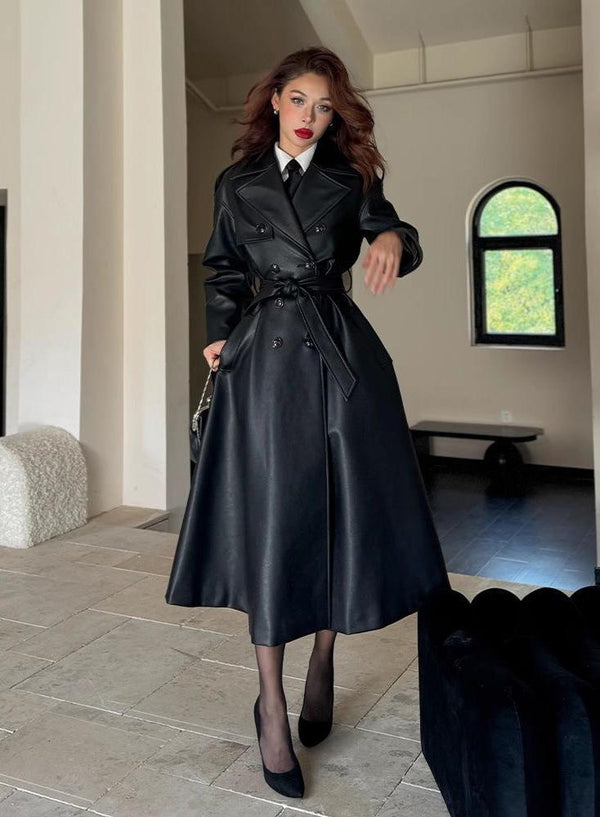 black leather coat
