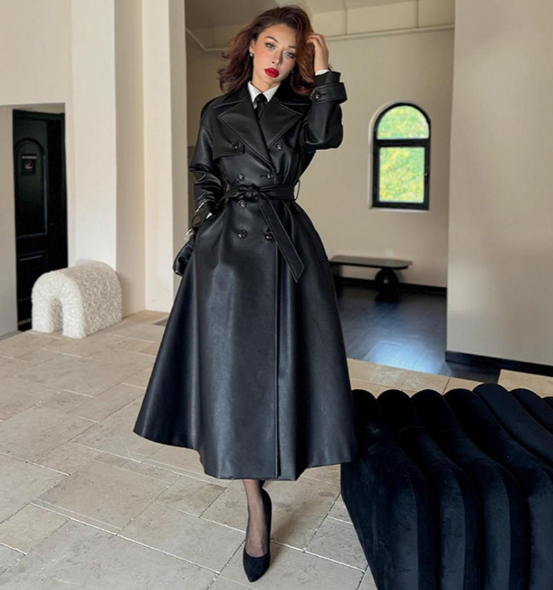 black leather coat