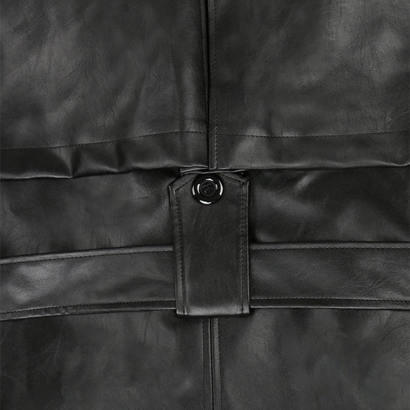 Black Oversized Leather Trench Coat