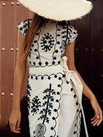 Embroidered Crop Top and Midi Skirt Set