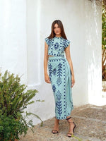 Embroidered Crop Top and Midi Skirt Set