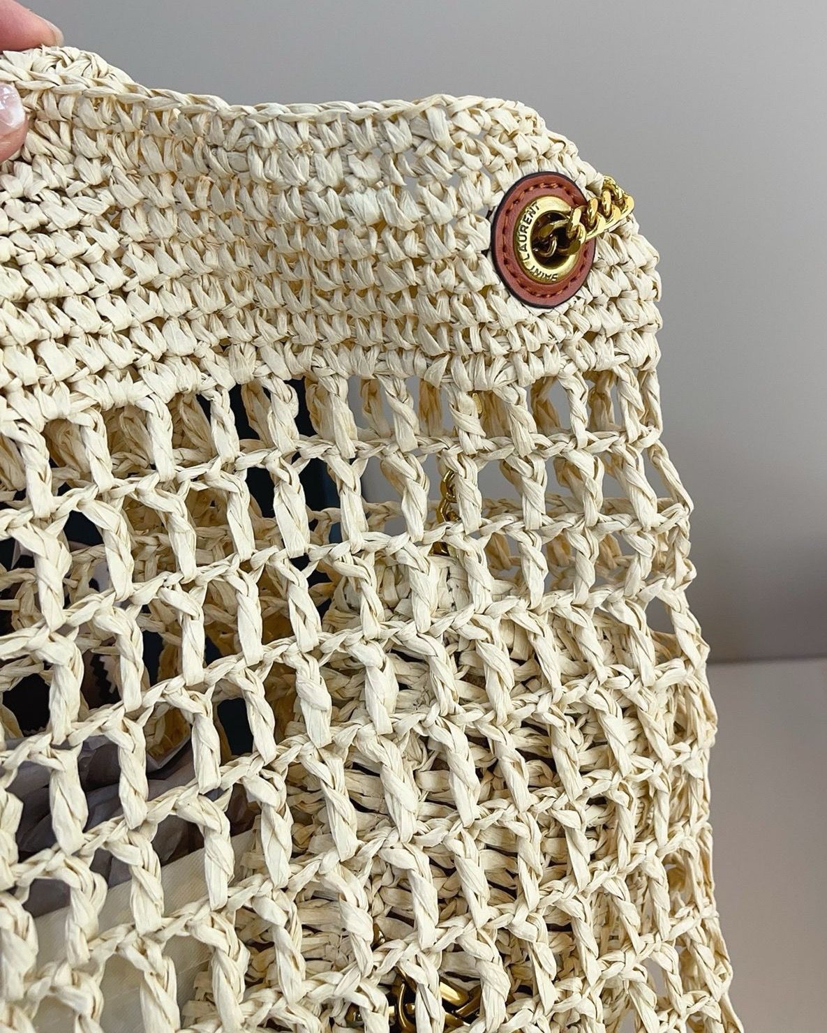 Saint Laurent Icare Maxi Gold Natural Crochet Raffia Tote