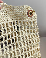 Saint Laurent Icare Maxi Gold Natural Crochet Raffia Tote