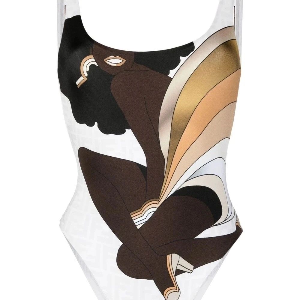 Fendi rainbow girl print swimsuit