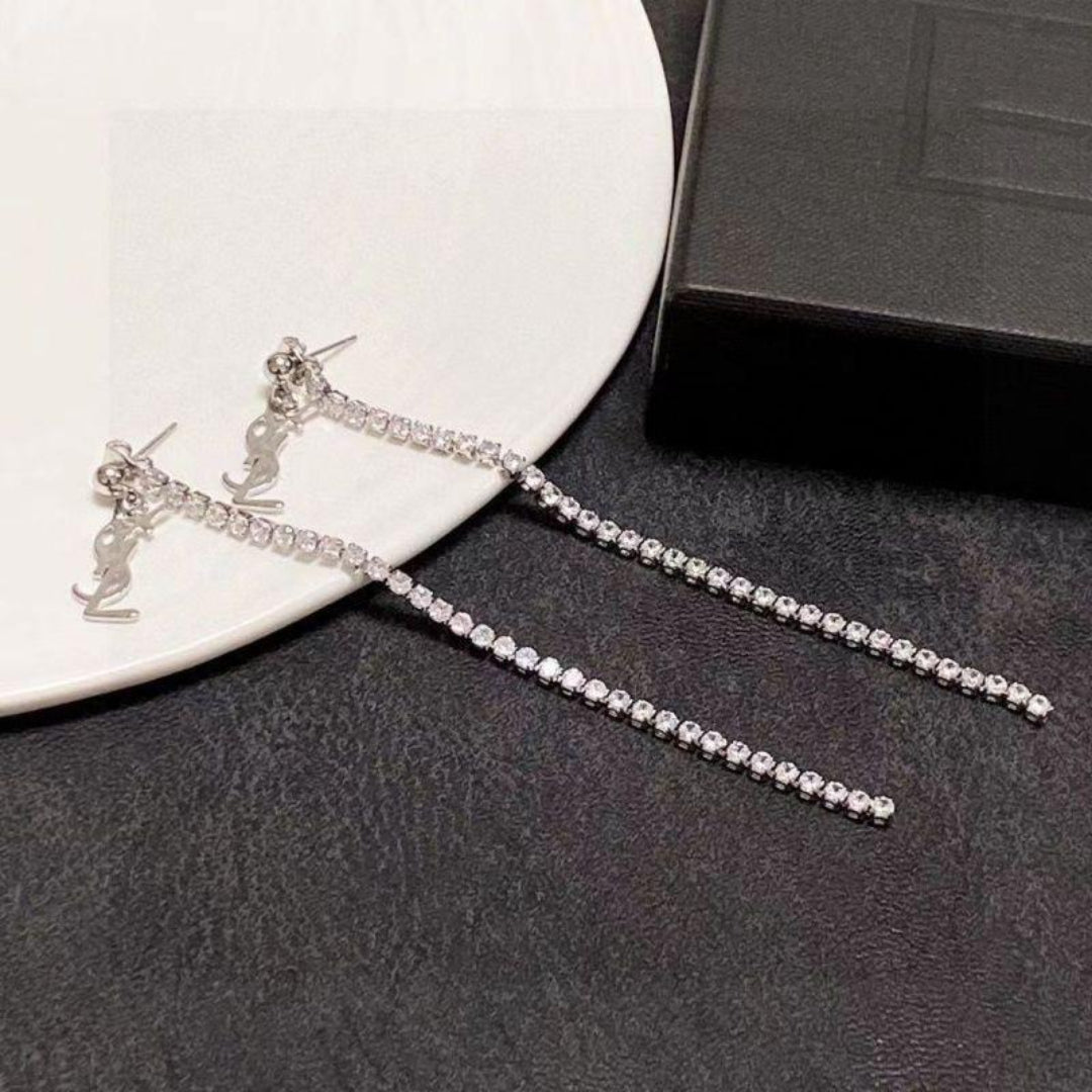 YSL Sparkling Crystal Drop Earrings