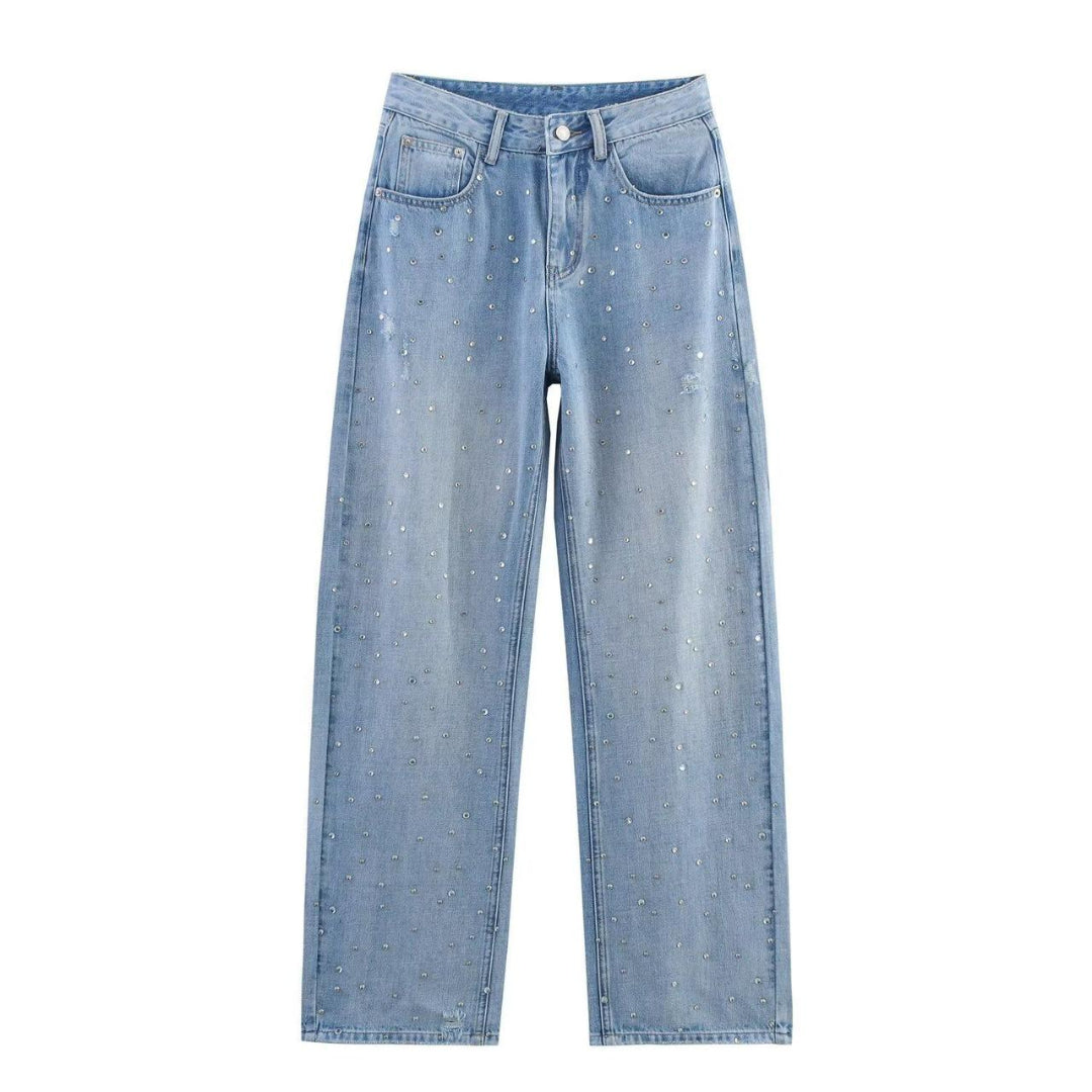 Embellished Straight-Leg Denim Jeans