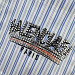 Balenciaga Striped Cotton Shirt with Crystal Logo Embroidery