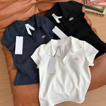 Alo Yoga Ribbed Short Sleeve Polo Crop Top