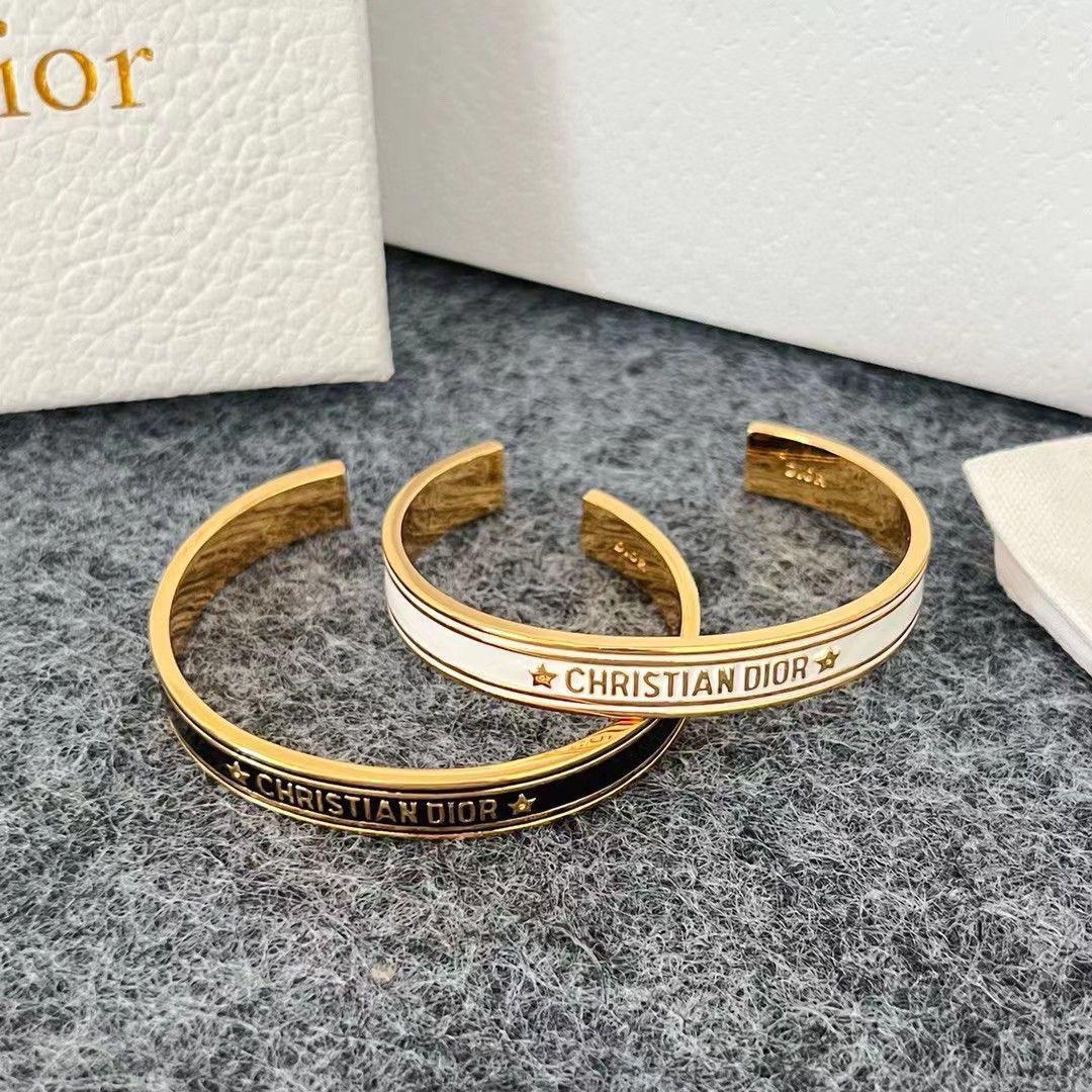 Christian Dior Open Cuff Bangles in Black and White