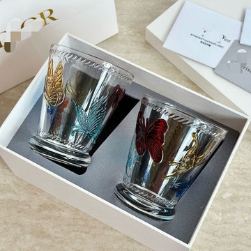 Dior Hand Painted Glass Creative Graffiti Painting Stroke Water Cup