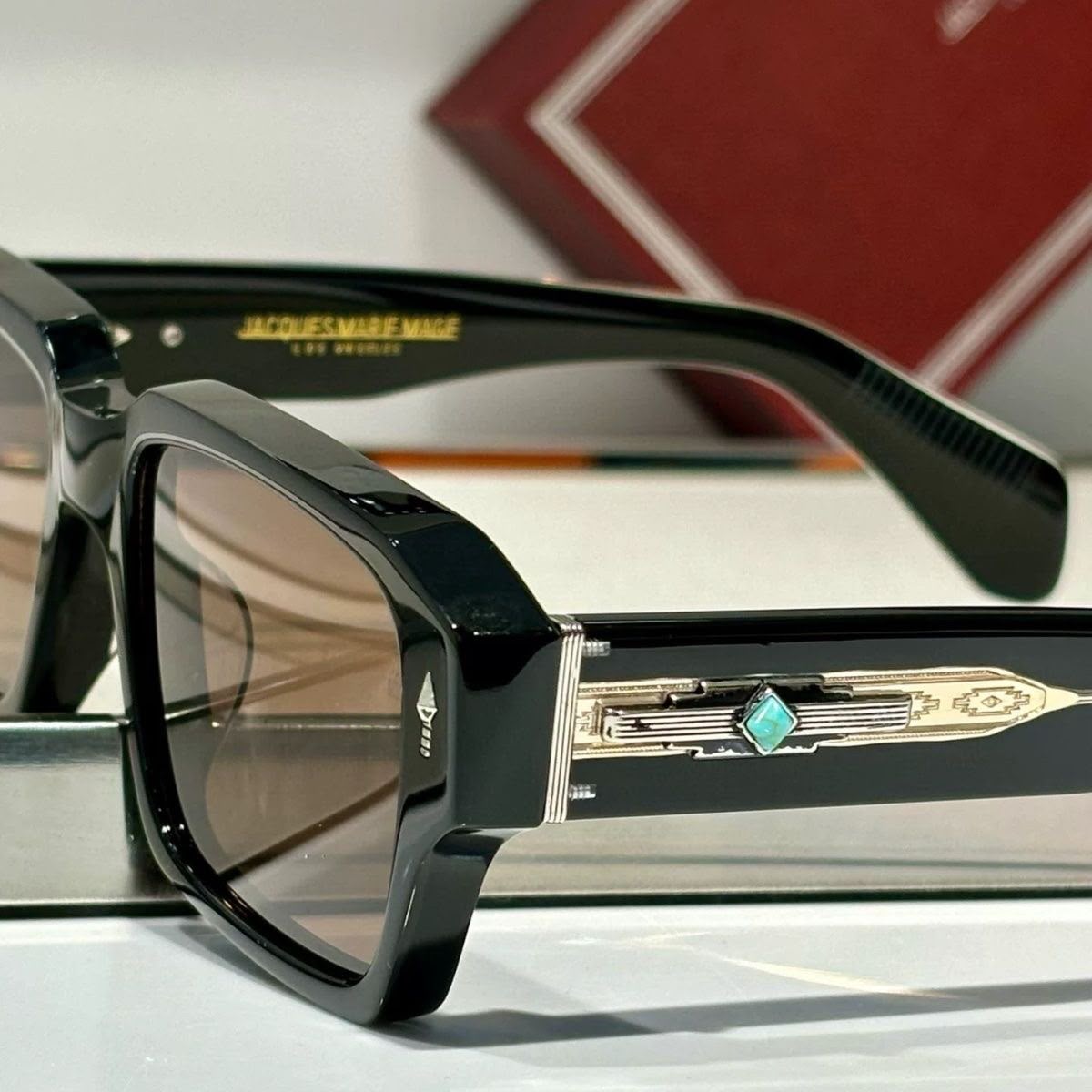 Jacques Marie Mage Mens Square Geometry Sunglasses with Titanium Alloy Frame