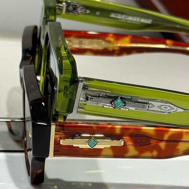 Jacques Marie Mage Mens Square Geometry Sunglasses with Titanium Alloy Frame